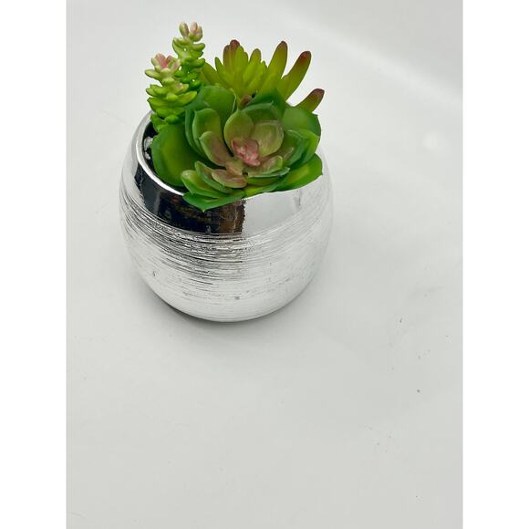 Artificial Plants Cute Colourful Succulents in Silver Planter Fake Colorful 5” - Picture 3 of 4